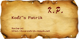 Koós Patrik névjegykártya